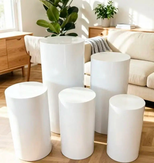 White Cylinder Pedestals