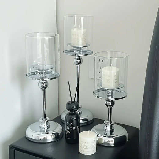 Glass Pillar Candle Holders
