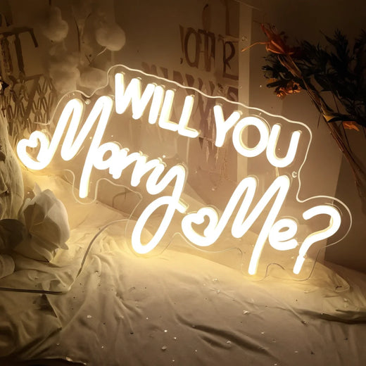 Two Hearts Marry Me Neon Sign