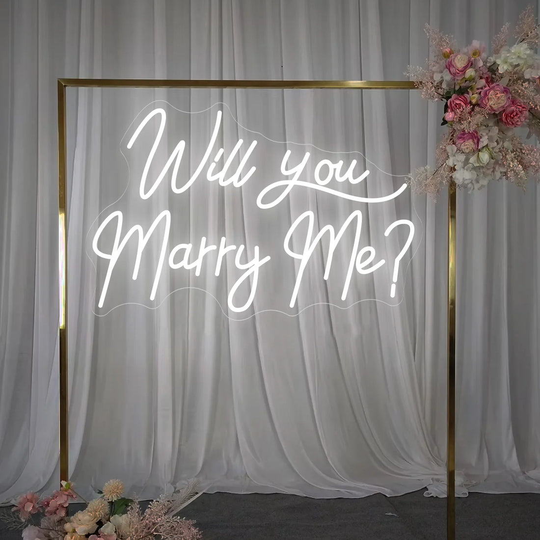 Calligraphy Marry Me Neon Sign
