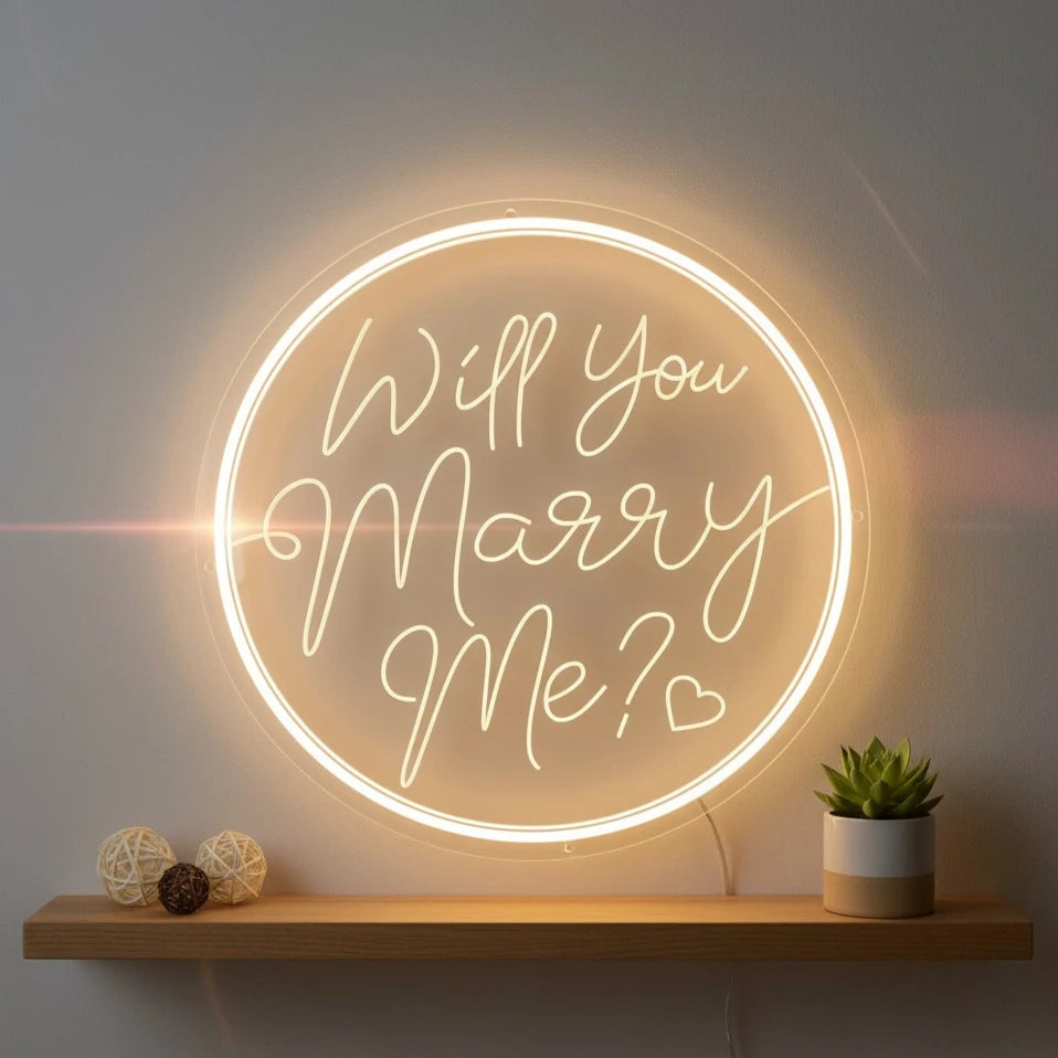 Round Marry Me Neon Sign